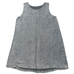 Beau Jours Crinkle Sleeveless Tank Dress Womens Large Gray Lightweight Laganlook